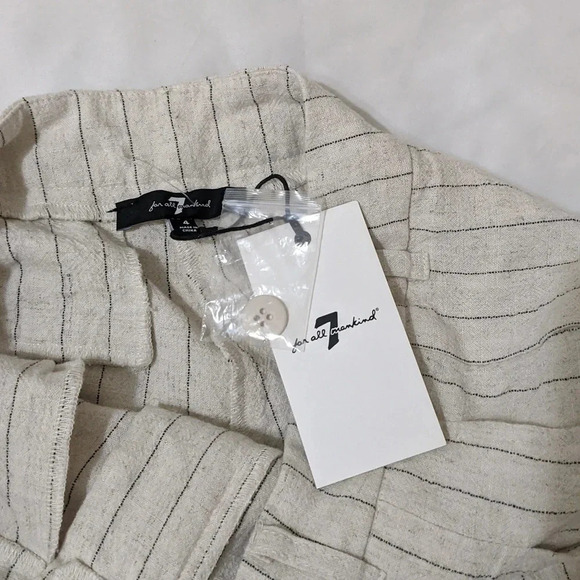 7 For All Mankind Linen Pants, Color Cream/Black Size 4 - Picture 14 of 14